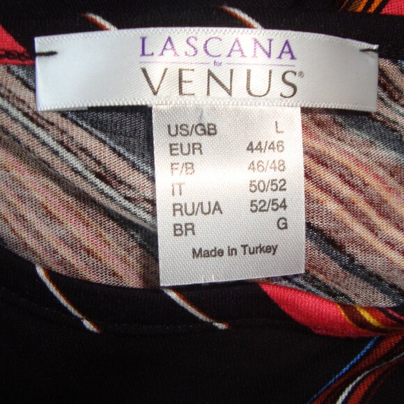NWOT Lascana for Venus Cold-Shoulder Top Black Multicolor sz L - Picture 7 of 8